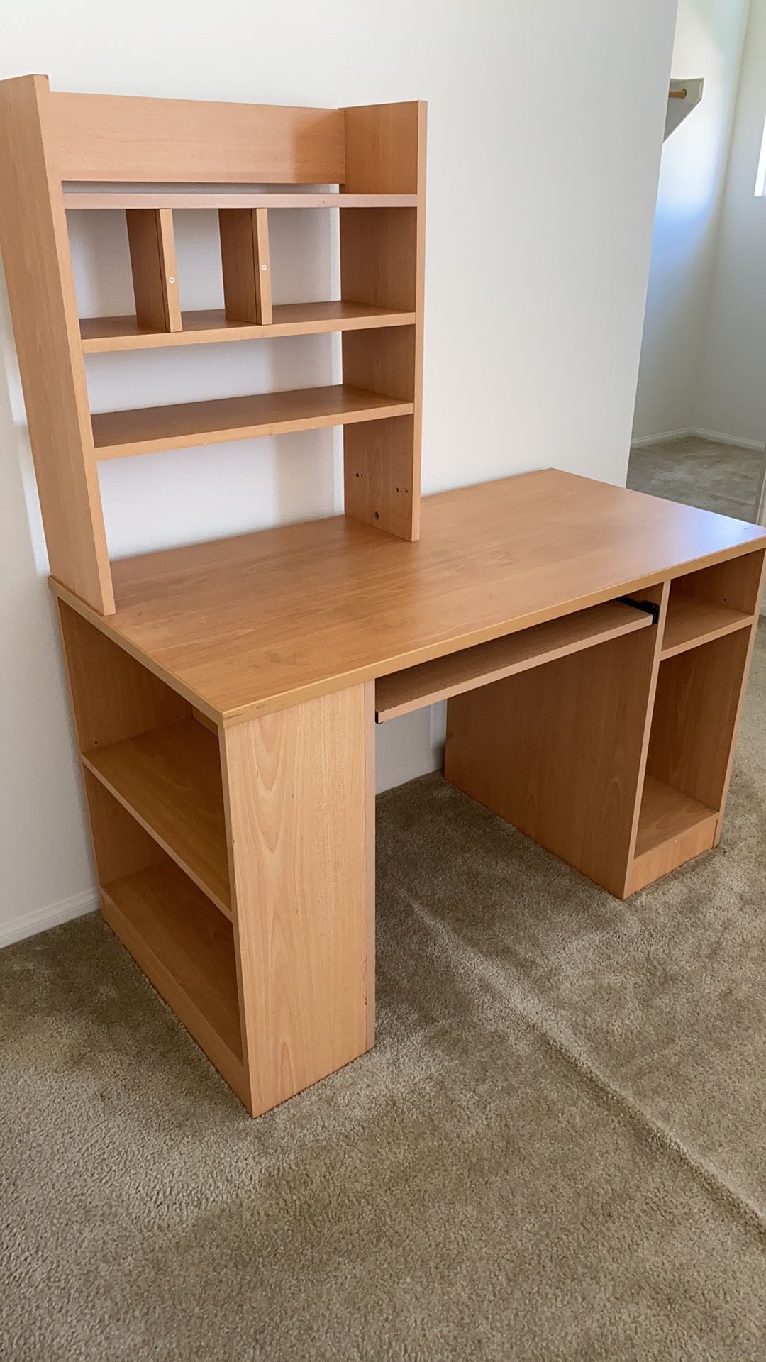 Wood Table Desk With Book Shelf