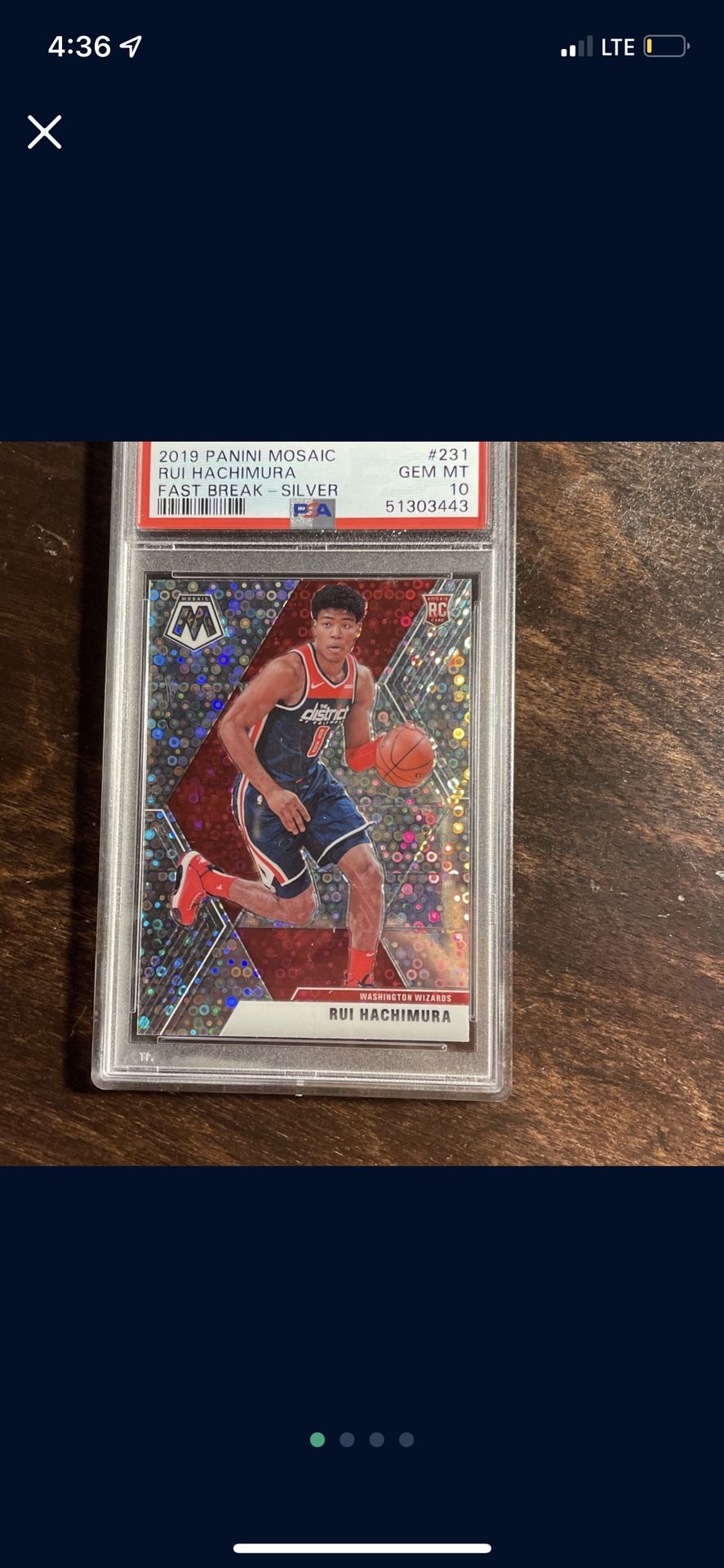 Rui Hachimura 2019 Panini mosaic PSA 10