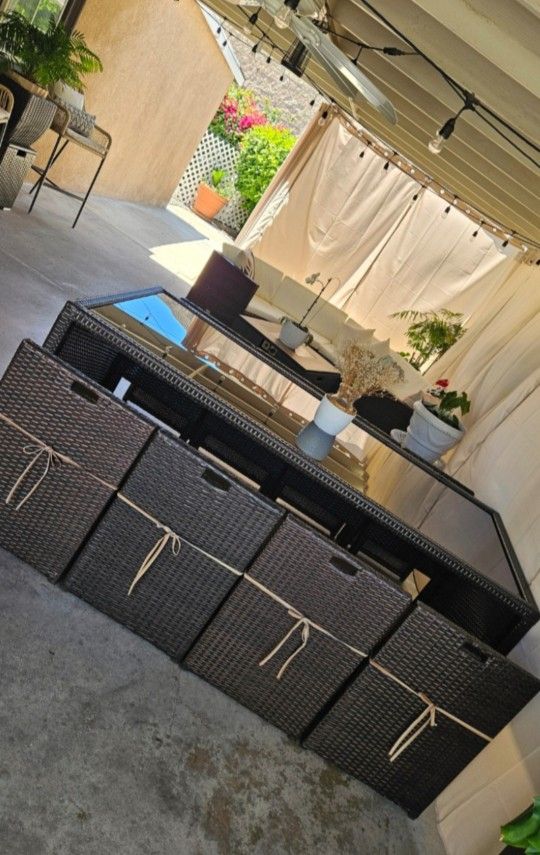 9Pc Wicker Patio Set/Outdoor Dining Set With 8 Chairs/Outdoor Furniture/Cash Only