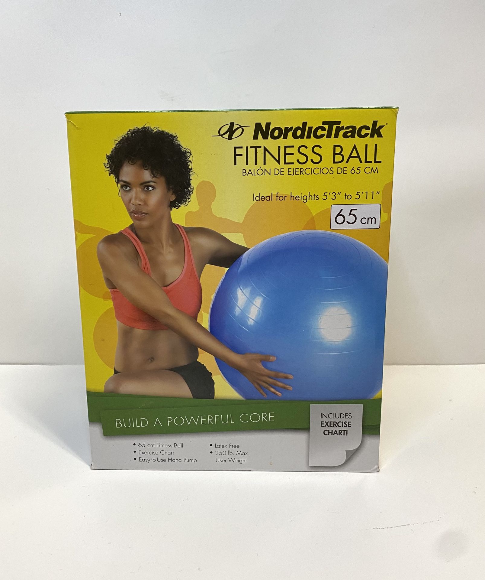NordicTrack Fitness Ball 65cm Ideal for heights 5'3" to 5'11" New In Box