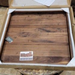 Magigo 30 x 30 Extra Large Square Black Walnut Wood Ottoman Tray