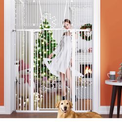 71" Extra Tall Cat Gate for Doorway – 30"-49.27" Extra Wide Pet Gate with Adjustable Cat Door 