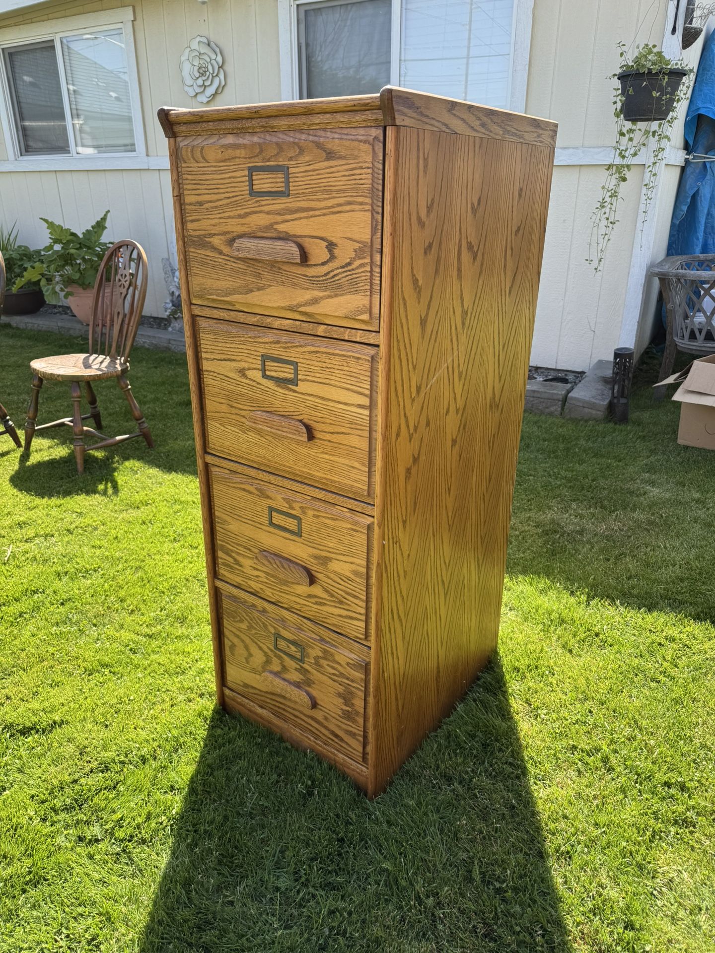 🌟 4-Drawer Oak Filing Cabinet - Solid Wood!