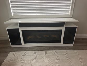 Glow 72" White Fully Assembled Electric Fireplace and TV Stand