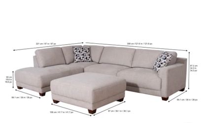 Raylin Fabric Sectional Couch L Shaped