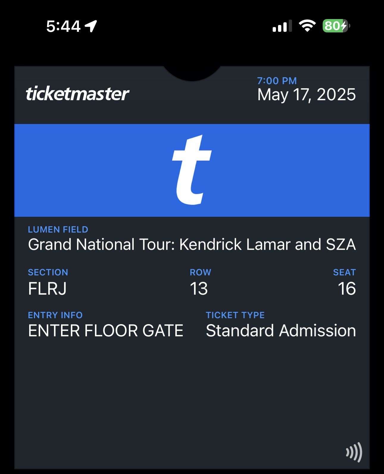 Kendrick Lamar & Sza Concert Ticket