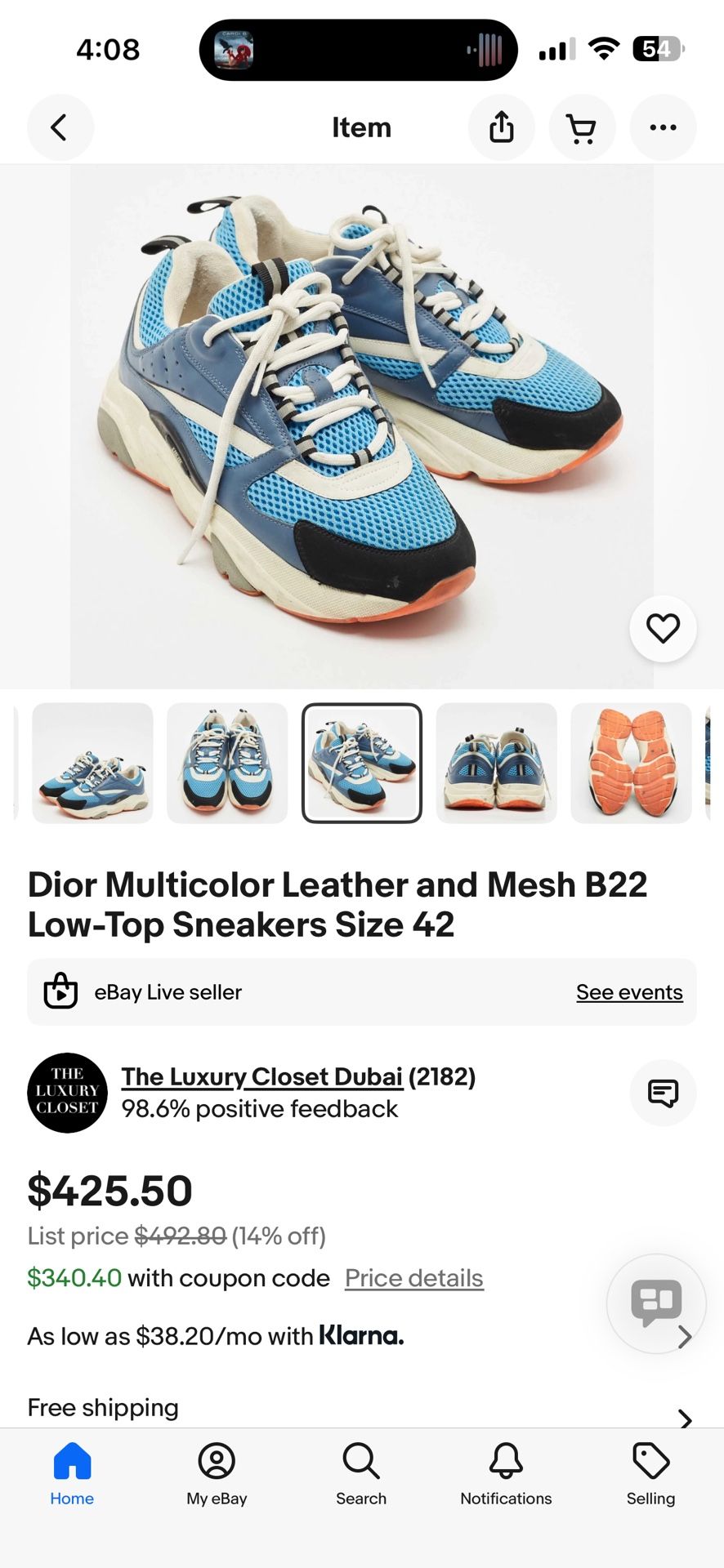 Dior Multicolor Leather and Mesh B22 Low-Top Sneakers Size 42