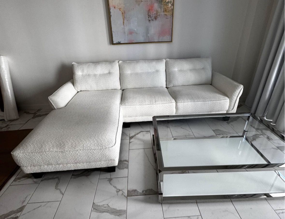 Sofa with Chaise white. Price Including Delivery 