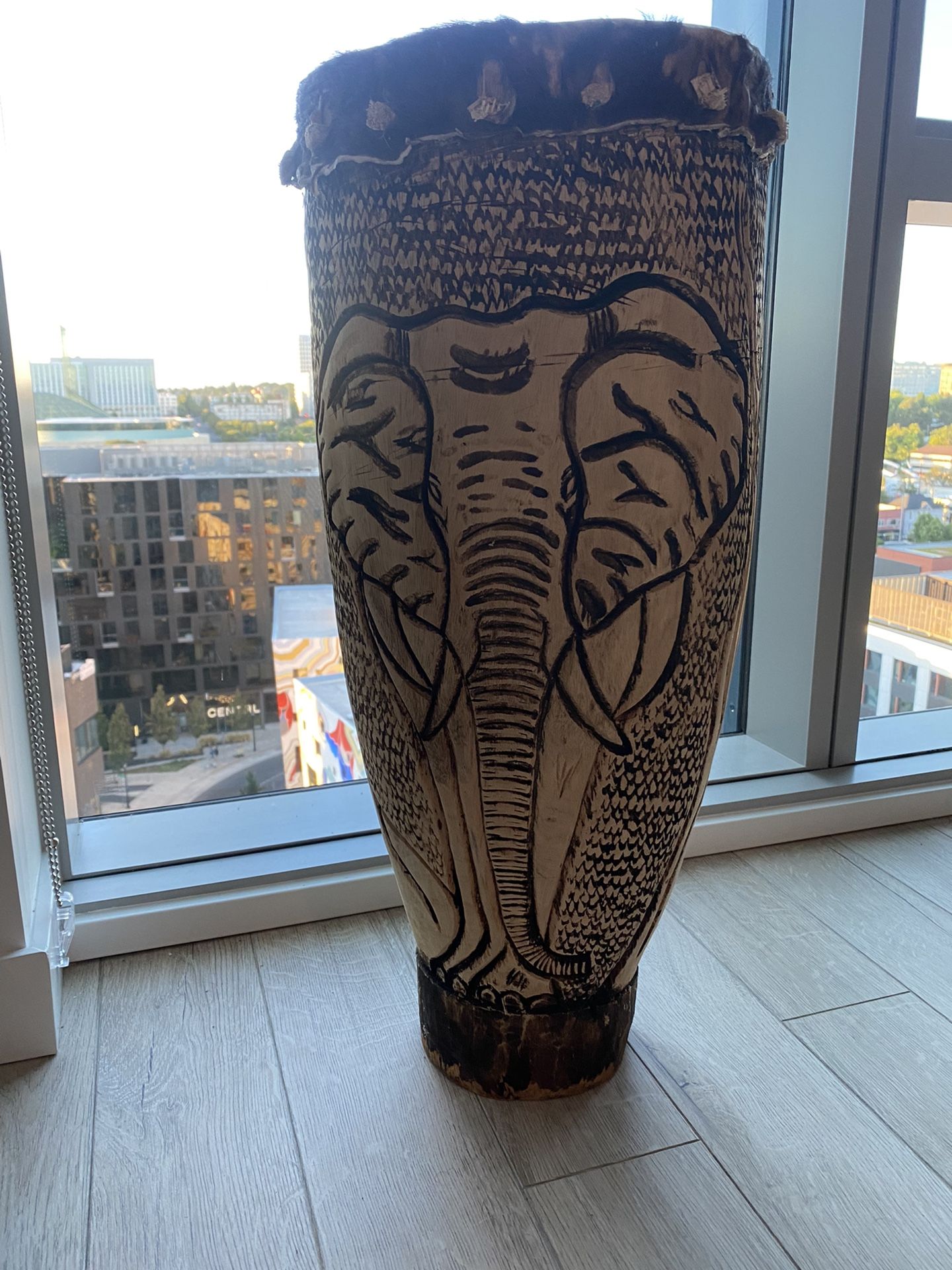Hand Carved Zambian Drum