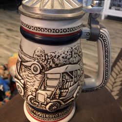 Avon 1980 Beer Stein Bugatti Ford Model T Stanley Steamer  MG Handcrafted Pewter