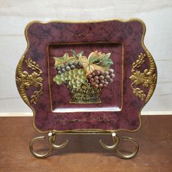 Raymond Waites Toyo  Decorative Plate with Flowers and Grapes 