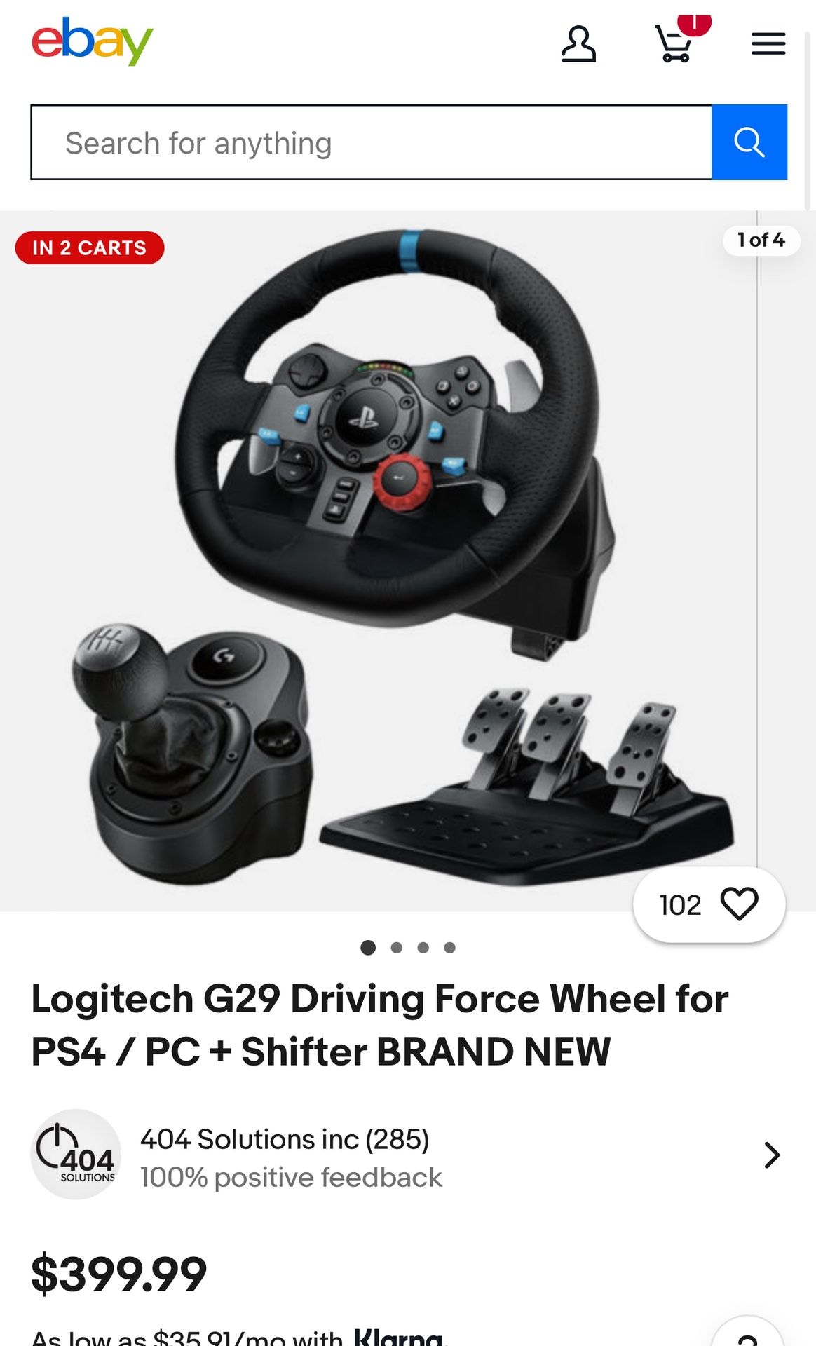 (trade) PS5/PS4/PC G29 Logitech Race Steering Wheel And Shifter (LIKE NEW)