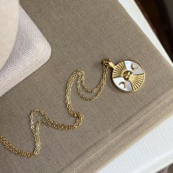 Celestial Sun Moon Pendant Necklace ( firm on price )