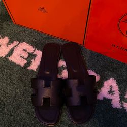 Hermes Oran Sandals Black Women’s 8.5