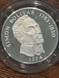 1974 Panama 20 Balboas Simon Bolivar 130g .925 Silver Coin