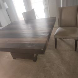 Wood Dining Table Set With 6 Chairs, No Bench