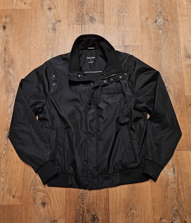 Calvin Klein Soft Shell Jacket Black Men's Medium Water Resistant Full Zip Snaps