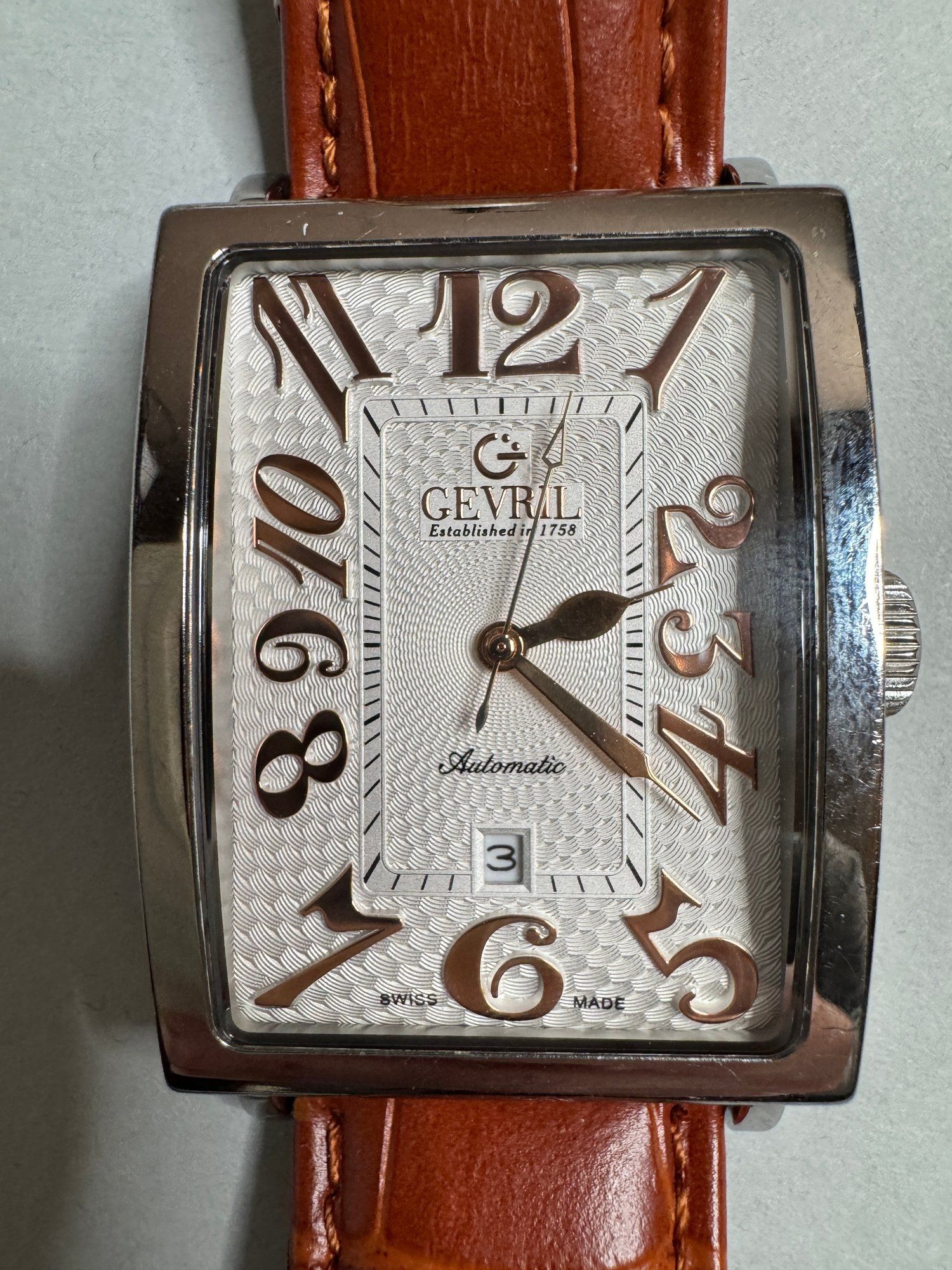 Gevril Avenue Of Americas Men's Swiss Watch With Genuine Leather Wristband