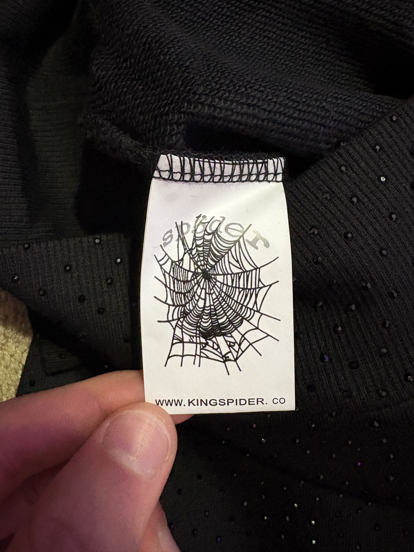 Black Sp5der Rhinestone Hoodie