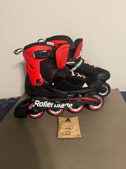 Rollerblade Microblade Inline Skates, Adjustable to Size 5-8, Black & Red