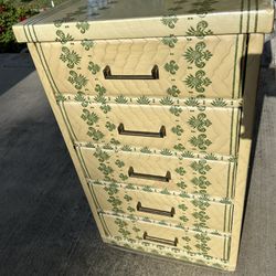 Vintage green flower cardboard dresser 1960/70s w/ metal pulls
