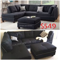 New black studded sofa sectional