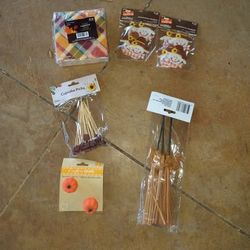 Fall Party Supply Bundle - Napkins, Stickers, Cupcake Picks + Decor