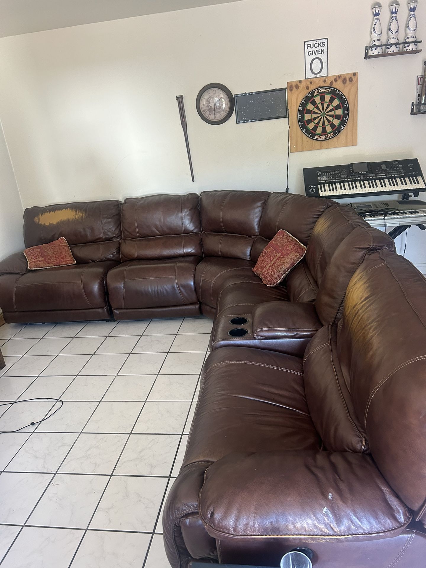 Leather Electric Sectional Recliner