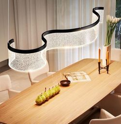 New Chandelier Linear 39.4in Black Pendant Light Fixtures Modern