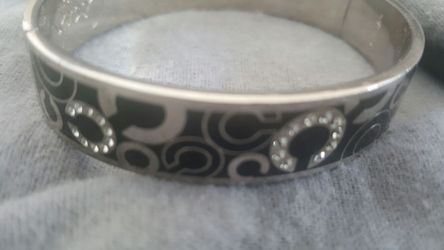 Authentic Coach Bangle Bracelet Black Op Art