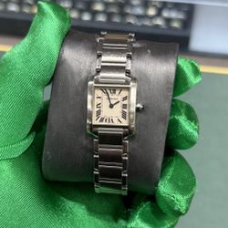 Cartier santos 26 mm Silver white dial With box box and papers