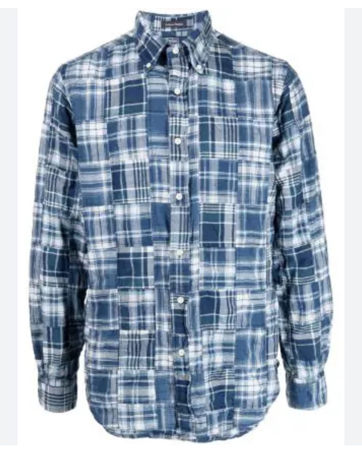 Ralph Lauren Indigo Patchwork Button Down Long sleeve Shirt Xl