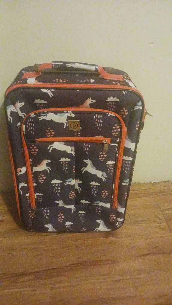 Girls Carry On Luggage Bag- Unicorn Print