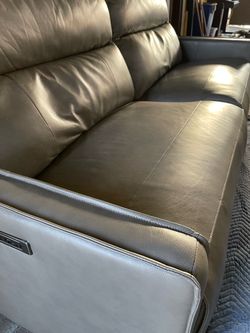 Leather Reclining Sofa Zero Gravity gray