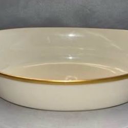 Lenox Eternal 10" Oval Flared Vegetable Bowl Wide Gold Trim Ivory Cream Body