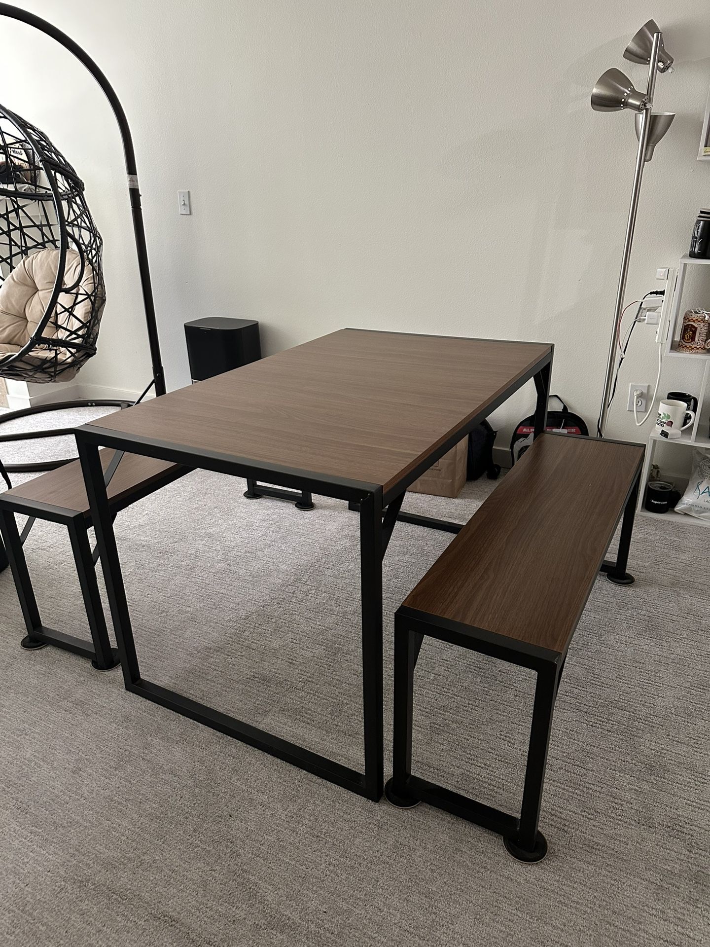 Wooden Finish Industrial Dining Table