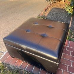 Ottoman footrest brown faux leather square with storage space inside