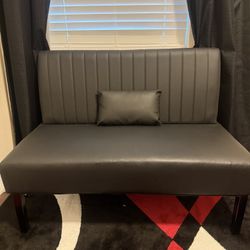 Black Padded Bench w/ Built-In USB Charging Ports - New