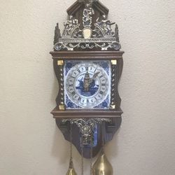 Mid-Century Dutch Wall Clock with Weights, 1950s