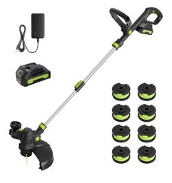 20V Cordless String Trimmer, 2.0Ah Battery Powered with Fast Charger, 12'' Grass Cutter with Auto Line Feed, 3-in-1 Electric Lawn Mower Grass Trimmer 
