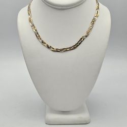 14K Tri-Color Braided Necklace (16.40 grams 16" 10.5MM)