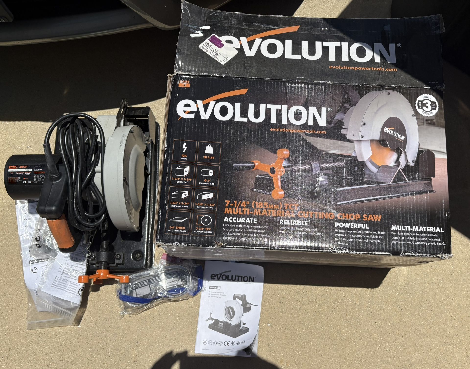 Evolution Rage 4 Multi-material Cutting Chop Saw $180