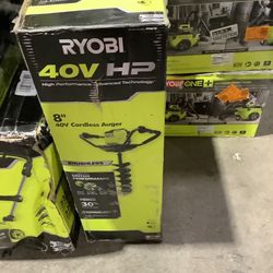 RYOBI 40V HP Brushless Cordless Earth Auger with 8 in. Bit with 4.0 Ah Battery and Charger