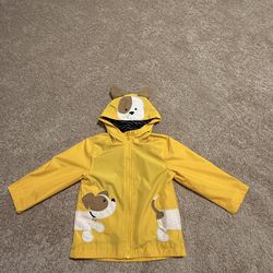 London Fog Toddler Boys Yellow Puppy Dog Striped Raincoat Jacket Hooded Size 3 T
