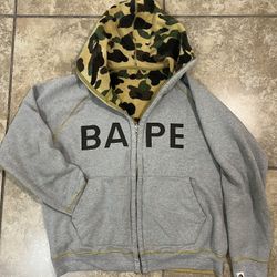 BAPE OG Reversible Gray Yellow Camo Full Zip Hoodie
