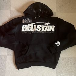 Hellstar black and white rhinestone hoodie