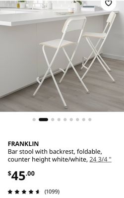 IKEA Franklin Bar Stool in white 2 for $30