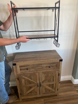 Coffee bar / alcohol bar / storage cabinet with hanging shelves / storage