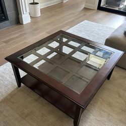 Glass Top Coffee Table with shelf