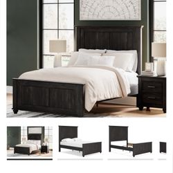 Queen Black Panel Frame without Mattress 